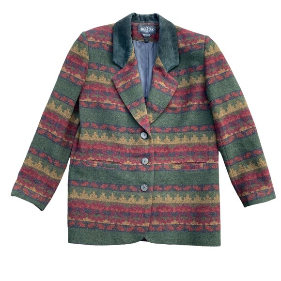 Vintage Braetan Wool Western Jacket Suede Collar Southwestern Ranch Blazer-M - Picture 1 of 13